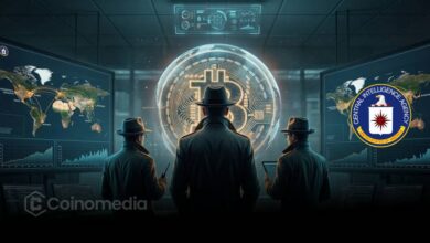 Bitcoin CIA operation debate with Jiang Xueqin and blockchain network illustration