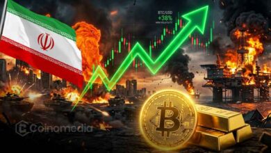 Bitcoin Iran conflict chart showing BTC outperforming the S&P 500 and gold since late February