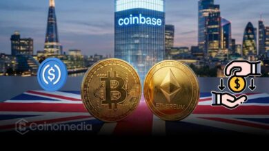 Coinbase UK USDC loans dashboard showing BTC and ETH used as collateral to borrow USDC.