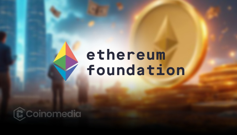 Ethereum Foundation ETH sale graphic showing ETH converted into stablecoins for research, grants, and donations.