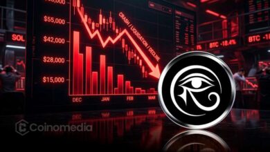 RAVE cryptocurrency crash chart showing a sharp 98% drop in value