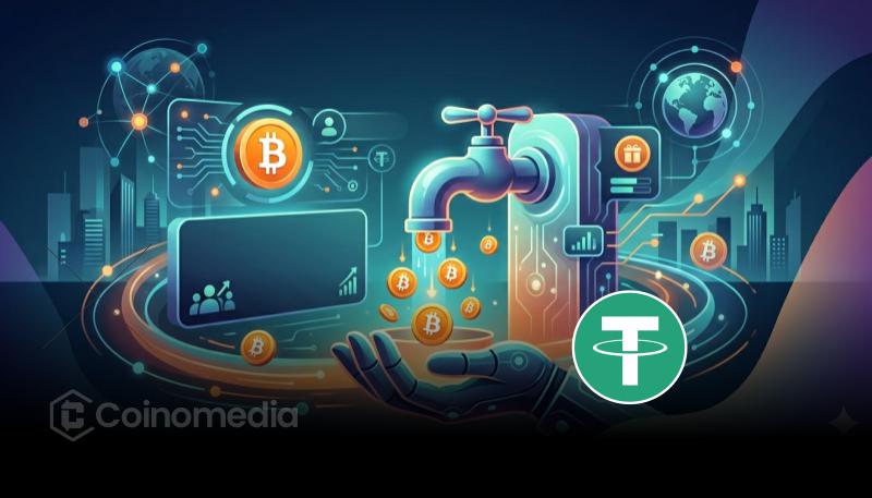 Tether BTC Faucet allowing users to claim free Bitcoin satoshis in a self-custodial wallet app