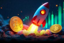 Bitcoin and Ethereum rally chart showing price gains and rising perpetual futures open interest after ceasefire news