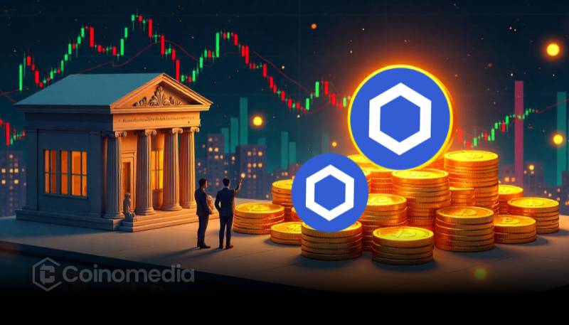 Chart illustrating a 12% decline in Chainlink exchange supply over the past month, highlighting increased accumulation by LINK holders.