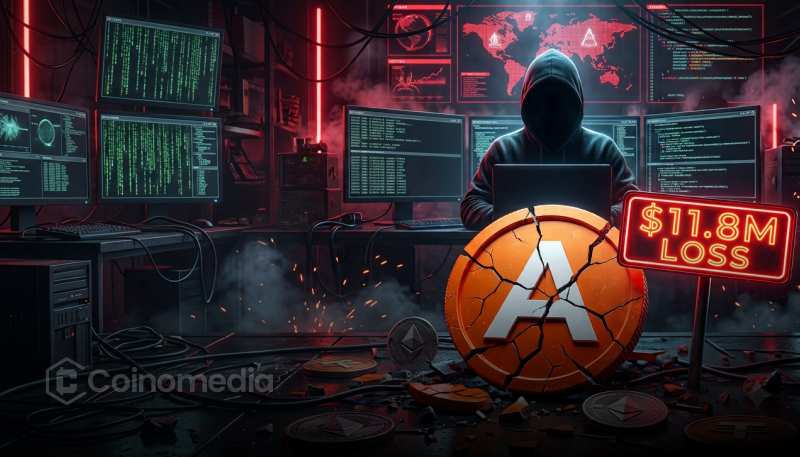 Illustration of a digital treasury wallet with a cybersecurity warning, representing Triple-A's $11.8 million wallet breach while client funds remain protected.