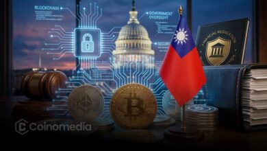 Illustration representing Taiwan's new cryptocurrency regulatory framework covering exchanges, stablecoin issuers, and market oversight.