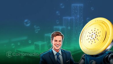 Illustration of the Cardano blockchain highlighting the van Rossem hard fork and its role in reducing smart contract costs ahead of the Ouroboros Leios upgrade.