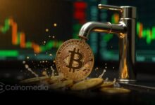 Chart showing Bitcoin breaking above $77,000 alongside $1.24 billion in total crypto liquidations over 24 hours, including $730 million from Bitcoin positions.