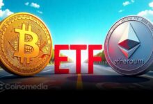 Infographic showing August 5 crypto ETF flows, with Bitcoin gaining $244.42 million, Ethereum $60.86 million, and XRP recording $3.58 million in net outflows.