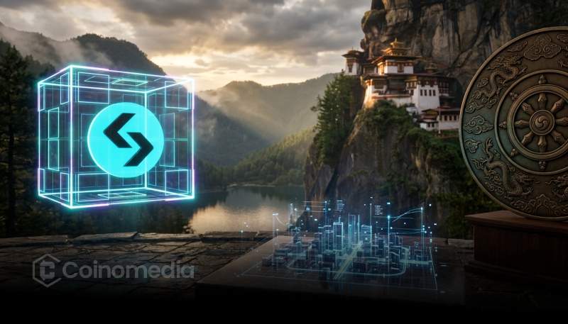 Illustration of Bitget and Bhutan's Gelephu Mindfulness City, highlighting plans to explore a licensed crypto presence within the $100 billion economic zone.