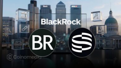 Illustration of BlackRock's BSTBL and BRSRV tokenized money market funds, highlighting Ethereum integration and multi-blockchain support for stablecoin reserves.