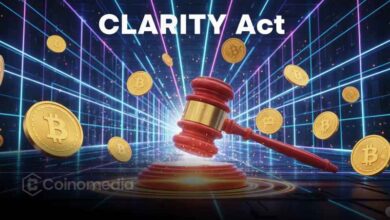 Illustration of the SEC and CFTC alongside cryptocurrency symbols, representing Bernstein's view that the CLARITY Act failure could accelerate U.S. crypto rulemaking.