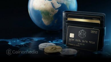 Illustration showing a variety of crypto payment cards representing more than 250 projects and companies across exchanges, neobanks, and fintech payment providers.