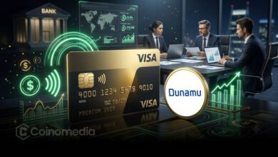 Illustration of Dunamu and Visa announcing a strategic partnership to explore stablecoin payments, global remittances, AI-driven financial services, and potential OUSD-based payment solutions.