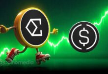 Illustration showing Ethena's USDe surpassing $320 million on Robinhood Chain within eight weeks, highlighting its 42% share of the network's stablecoin supply and rapid DeFi adoption.