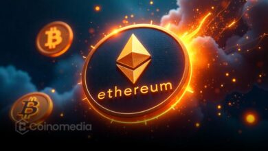 Chart comparing Ethereum and Bitcoin exchange balances, highlighting Ethereum's 15% decline in exchange supply over eleven weeks alongside a gradual increase in Bitcoin exchange balances.