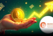 Graphic showing Bitmine increasing its Ethereum treasury by 10,399 ETH, bringing total holdings to 5.8 million ETH.