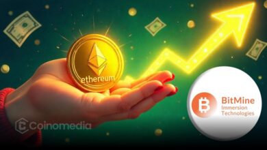 Graphic showing Bitmine increasing its Ethereum treasury by 10,399 ETH, bringing total holdings to 5.8 million ETH.