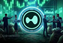 Chart showing Hyperliquid recording $218 billion in July trading volume, maintaining its lead over other perpetual decentralized exchanges despite a broader market decline.