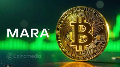 Illustration of MARA's Bitcoin treasury showing 23,093 BTC sold for $1.6 billion in the first half of 2026 while retaining 35,577 BTC worth approximately $2.3 billion.