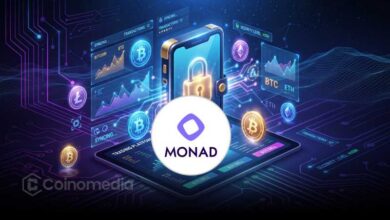 Illustration showing Monad's proposed upgradeable account authentication system, highlighting passkeys, social recovery, key rotation, and post-quantum security while keeping wallet addresses unchanged.