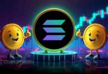 Illustration of the Solana blockchain showing slot time reduced from 400ms to 350ms on testnet as part of the roadmap toward a 200ms target.