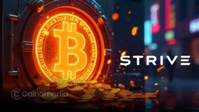 Illustration of Strive adding 147 Bitcoin worth $9.5 million to its corporate treasury, highlighting continued institutional adoption of Bitcoin.