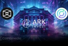 Illustration showing Ark Invest purchasing 456,059 shares of Block worth $37.4 million and 35,192 shares of Circle worth $3.4 million, highlighting increased investment in crypto-related companies.