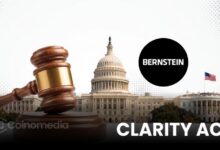 Illustration showing the CLARITY Act alongside ethics and stablecoin provisions, highlighting Bernstein's view that the concessions could increase Democratic support for the legislation.