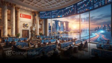 Illustration showing Singapore Exchange (SGX) preparing to launch crypto perpetual futures for U.S. institutional investors, highlighting the growing integration of digital assets into traditional financial markets.