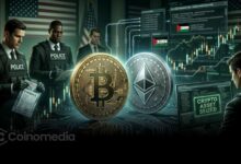 llustration showing the U.S. Department of Justice seizing $560,000 in cryptocurrency and dismantling online infrastructure allegedly used by Hamas for fundraising and recruitment.