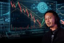Illustration showing Bitcoin emerging from a market bottom, highlighting Willy Woo's view that there is a 90% probability the bottom is in, supported by returning long-term investor liquidity and an early bull market structure.