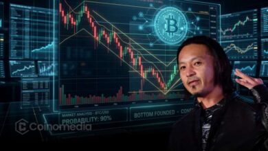 Illustration showing Bitcoin emerging from a market bottom, highlighting Willy Woo's view that there is a 90% probability the bottom is in, supported by returning long-term investor liquidity and an early bull market structure.