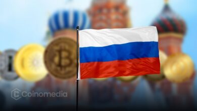Illustration highlighting Russia's new crypto law taking effect on September 1, establishing a legal framework for cryptocurrency trading, custody services, and cross-border settlements.
