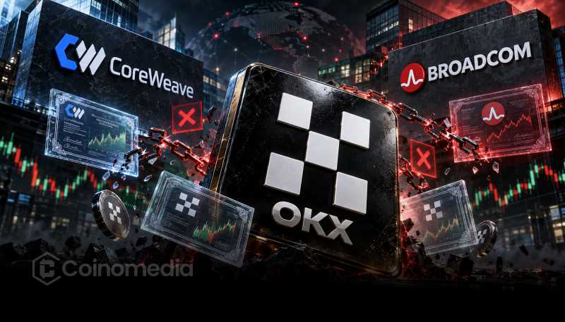 OKXICE tokenized stocks face reported pushback from CoreWeave and Broadcom over plans to list blockchain-based versions of their shares.