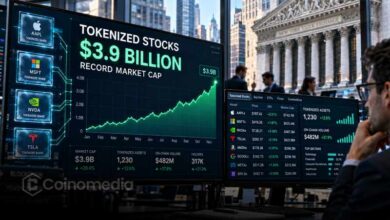 Tokenized stock market cap reaches a record $3.9 billion, with BNB Chain, Ethereum and Solana accounting for approximately 70% of the market.