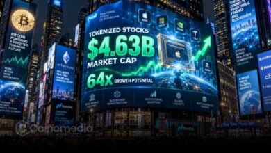 Tokenized stocks market cap reaches $4.63 billion, matching the stablecoin market's March 2020 valuation before its growth to $297 billion.
